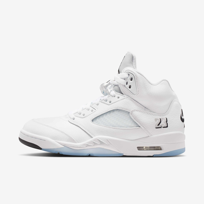Air Jordan 5 Retro OG — White and Metallic Silver — lateral side