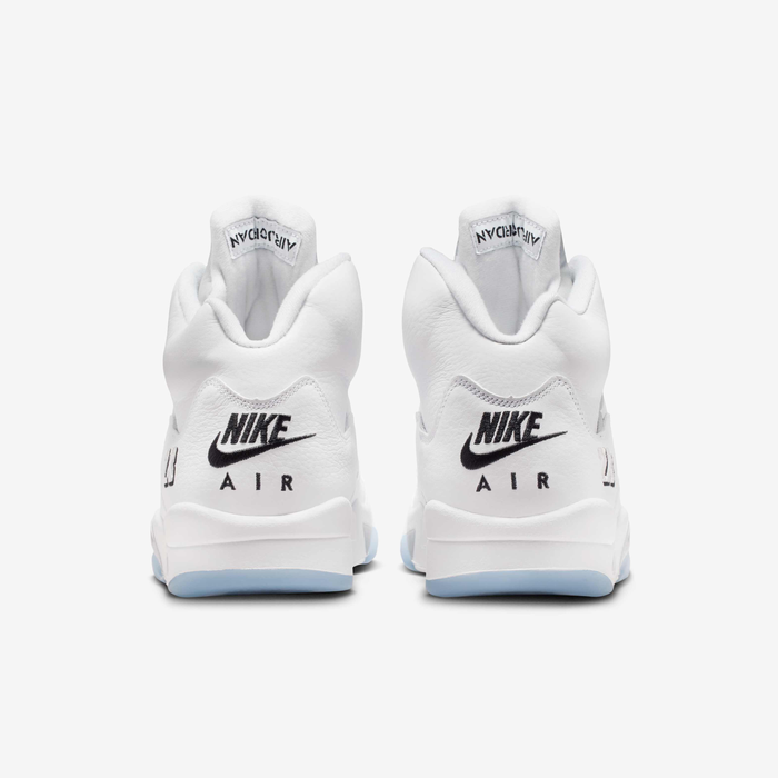 Air Jordan 5 Retro OG — White and Metallic Silver — rear pair