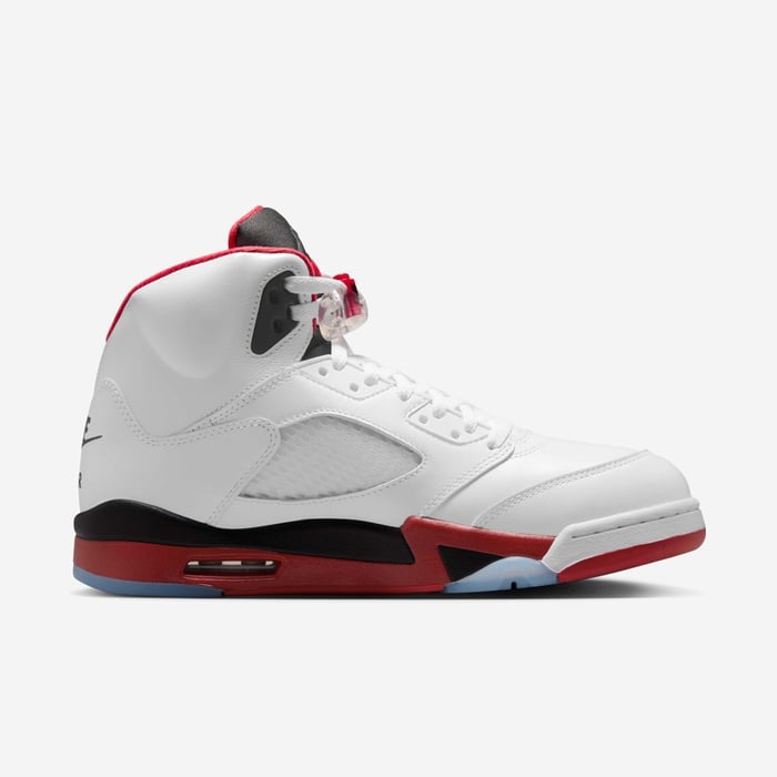 Air Jordan 5 Retro OG — White / Black / Fire Red — medial side