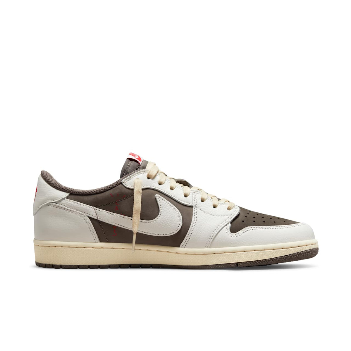 Air Jordan 1 Low x Travis Scott — Sail and Ridgerock — medial side