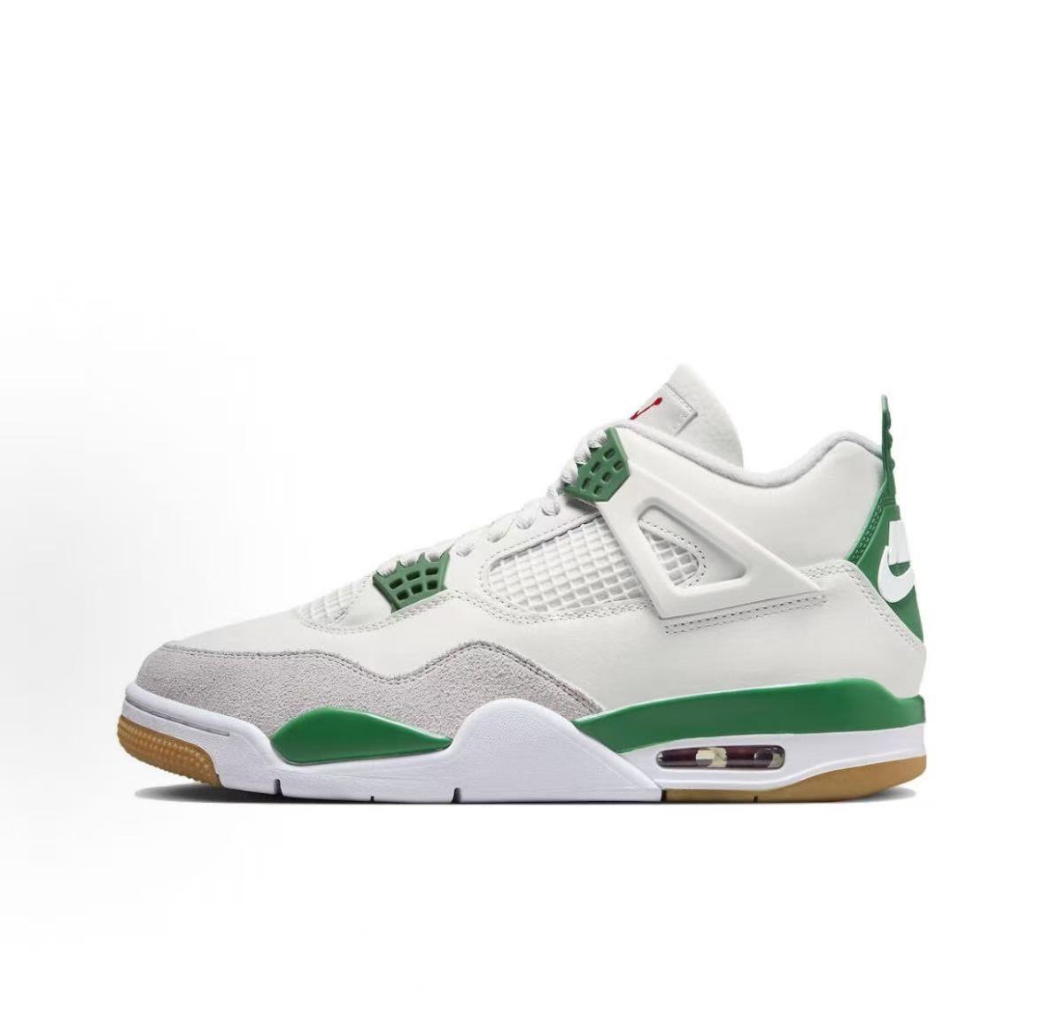 Jordan Air Jordan 4 Sneakers — White / Green / Gum — source catalog lateral side
