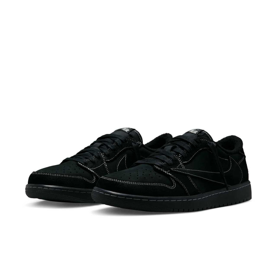 Air Jordan 1 Low x Travis Scott — Black Phantom — front three quarter pair