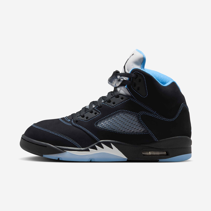 Air Jordan 5 Retro — Black / White / University Blue — lateral side