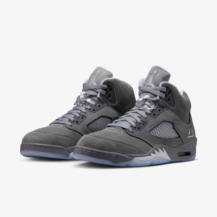 Air Jordan 5 Retro — Wolf Grey — front three quarter pair