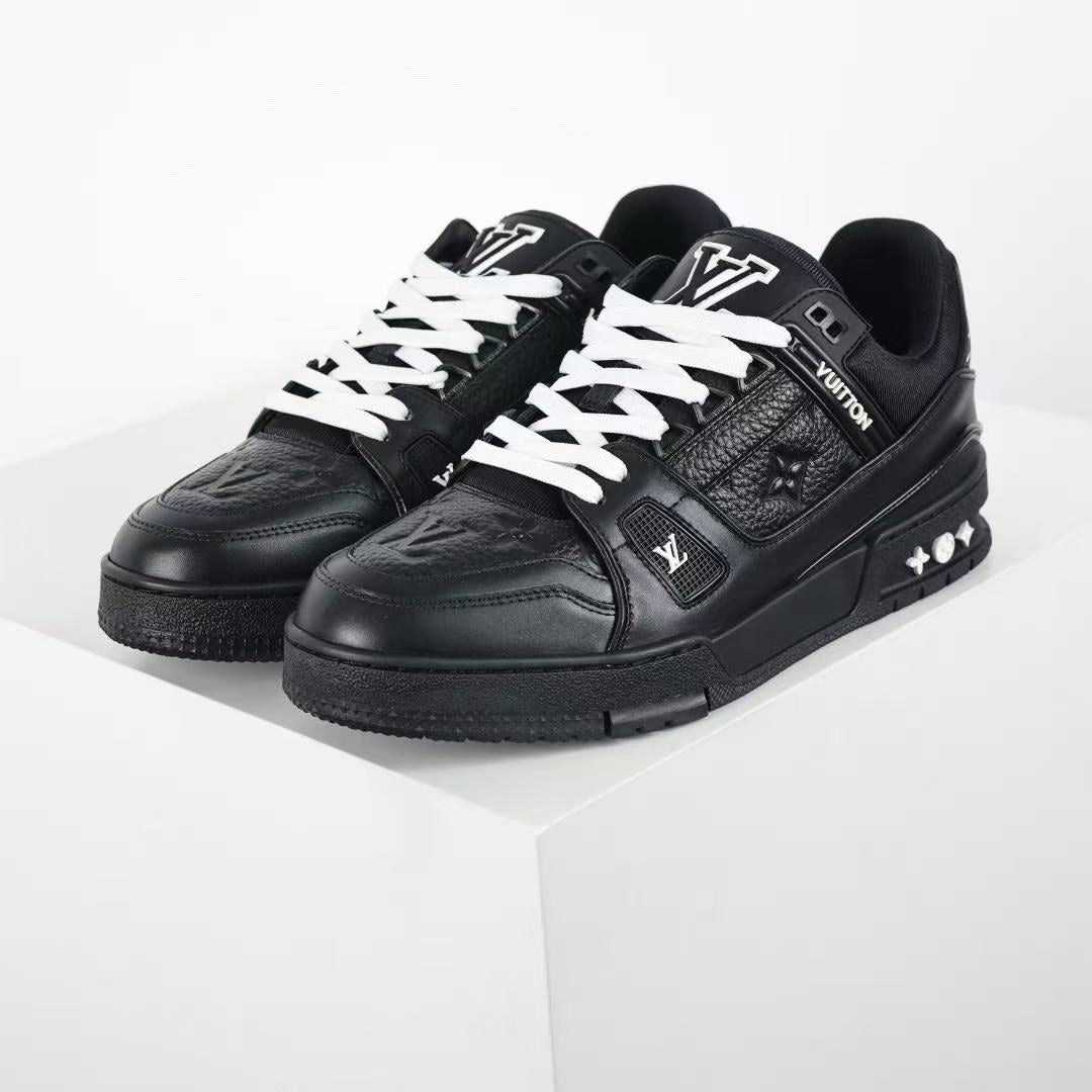 Louis Vuitton LV Trainer — Black — front three quarter pair