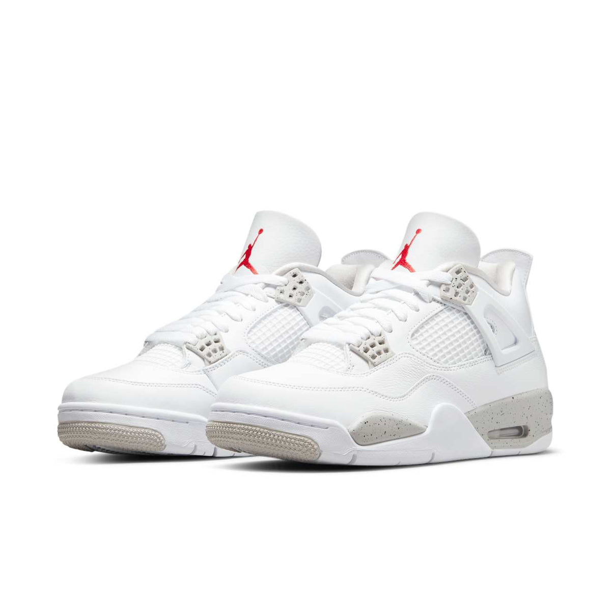 Air Jordan 4 Retro — Tech White — front three quarter pair