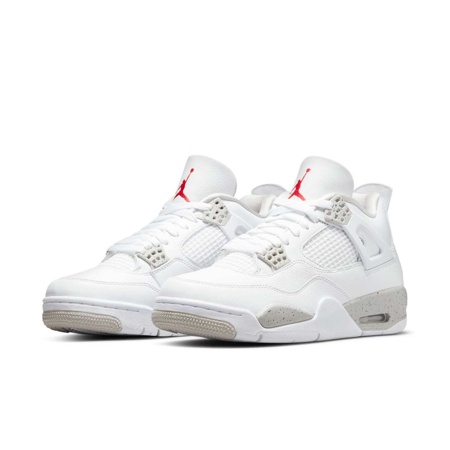 Air Jordan 4 Retro — Tech White — front three quarter pair