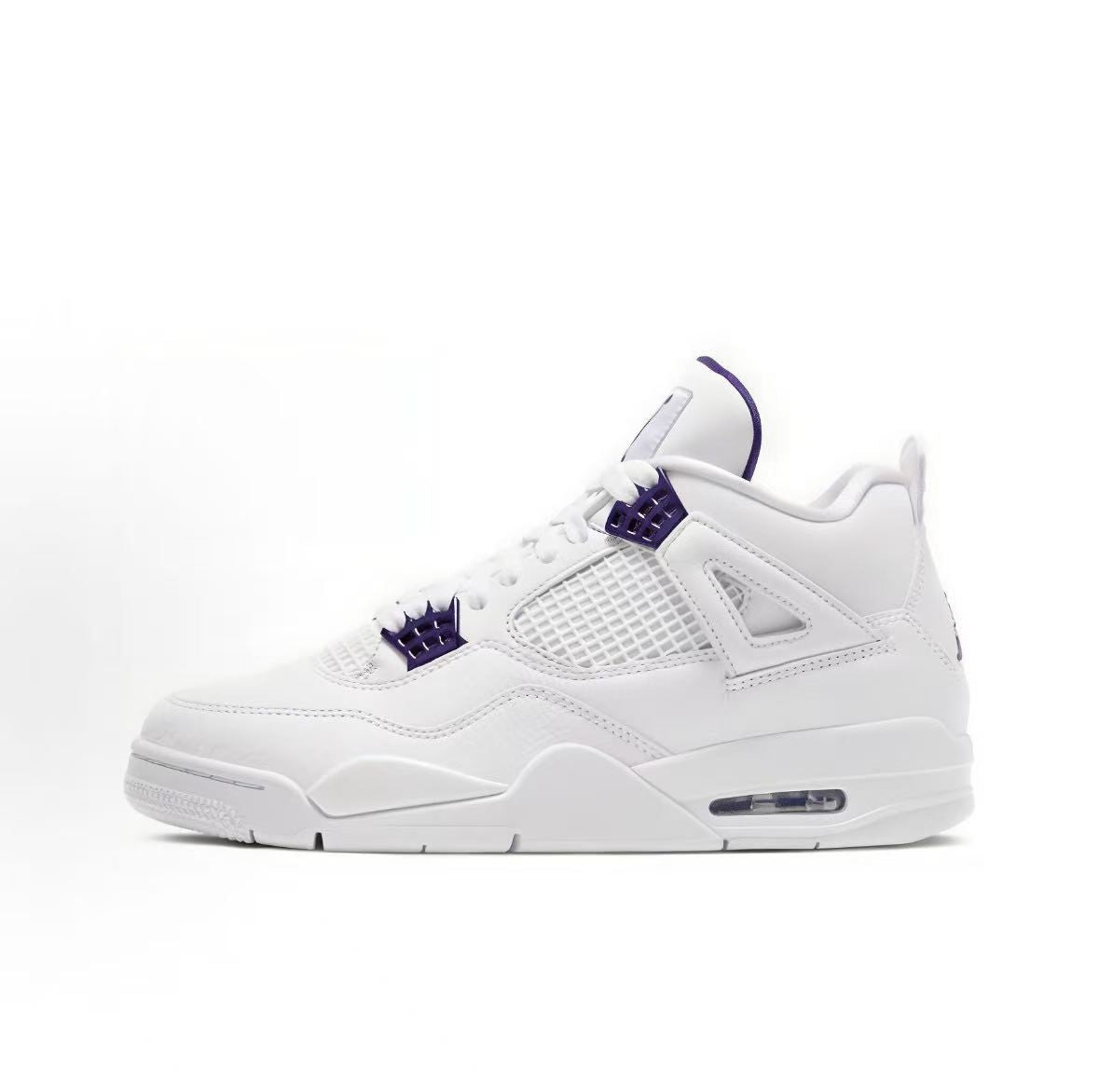 Jordan Air Jordan 4 Sneakers — White / Purple — source catalog lateral side