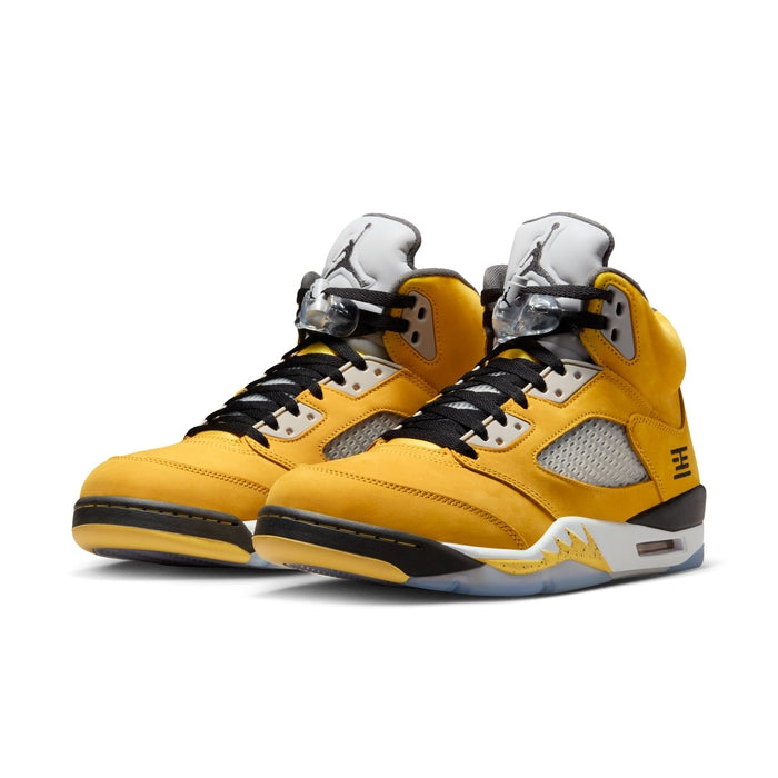 Air Jordan 5 Retro — Yellow / Multi-Colour — front three quarter pair