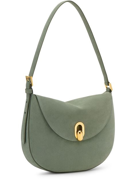 Savette Small suede Tondo hobo bag in Cactus — view 2