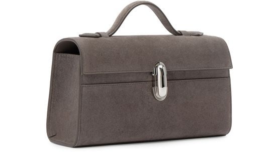 Savette Symmetry suede clutch bag in Smoke — view 2