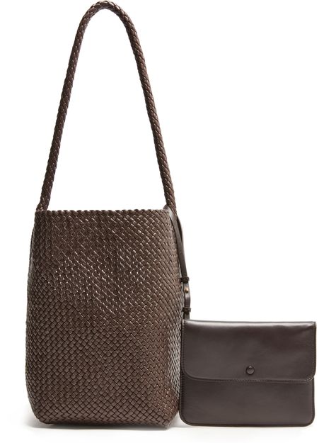 The Row N/S Tote Medium Bag in Dark Brown ANG — view 3