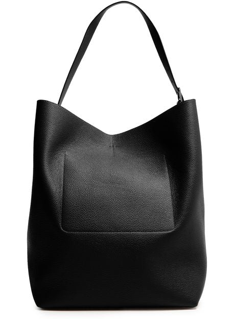 Toteme Belted grained-leather tote black in Black — view 3