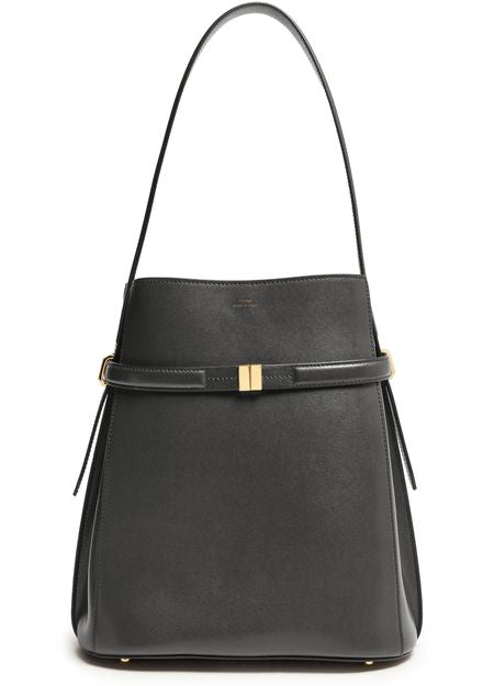 Toteme Belted leather bucket bag in Black — view 1