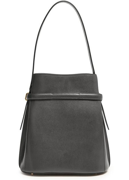 Toteme Belted leather bucket bag in Black — view 3