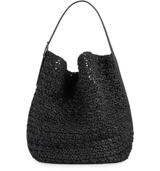 Toteme Belted raffia tote bag in Black — view 1