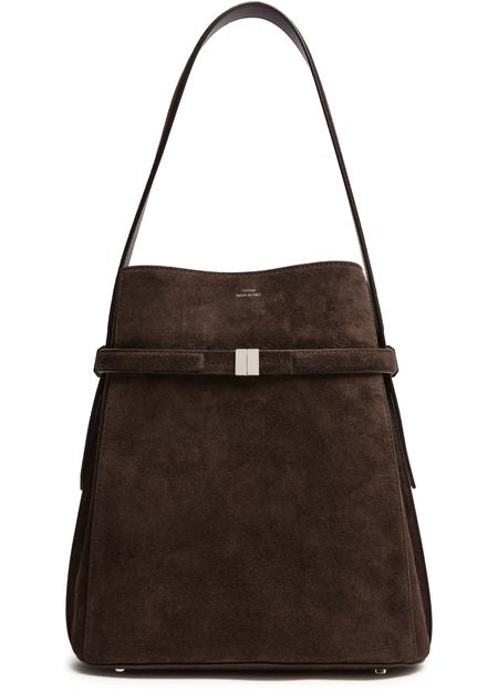 Toteme Belted suede bucket bag in Brown — view 1