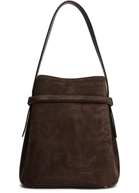 Toteme Belted suede bucket bag in Brown — view 3