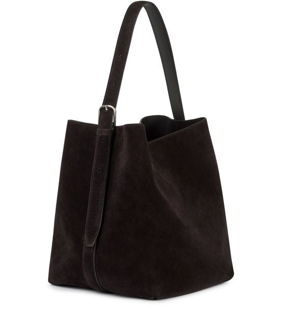 Toteme Medium Belted suede tote bag in Espresso — view 2