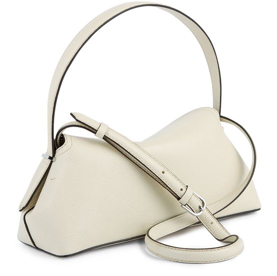 Toteme T-Lock grained leather shoulder bag in Milk — view 2
