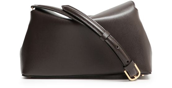 Toteme T-Lock leather clutch bag in Bark — view 3