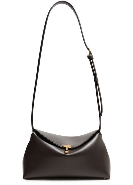 Toteme T-Lock leather clutch bag in Bark — view 4