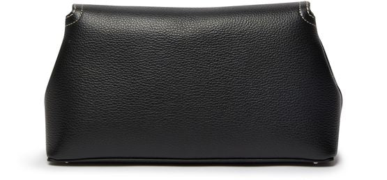 Toteme T-Lock leather clutch in Black Grain — view 3