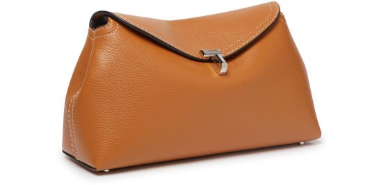 Toteme T-Lock leather clutch in Tan — view 2