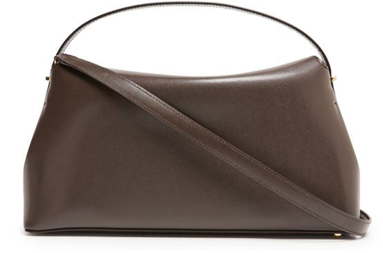 Toteme T-Lock leather handbag in Bark — view 3