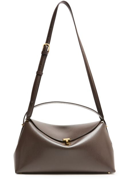 Toteme T-Lock leather handbag in Bark — view 4