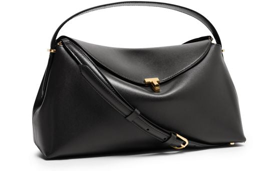 Toteme T-Lock leather handbag in Black — view 2