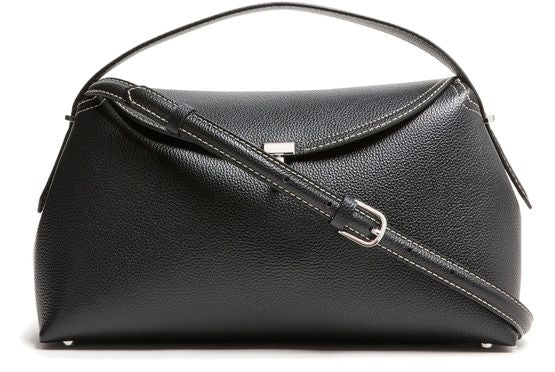 Toteme T-Lock top handle shoulder bag in Black Grain — view 1