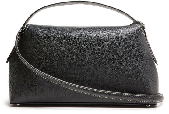 Toteme T-Lock top handle shoulder bag in Black Grain — view 3