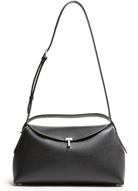 Toteme T-Lock top handle shoulder bag in Black Grain — view 4