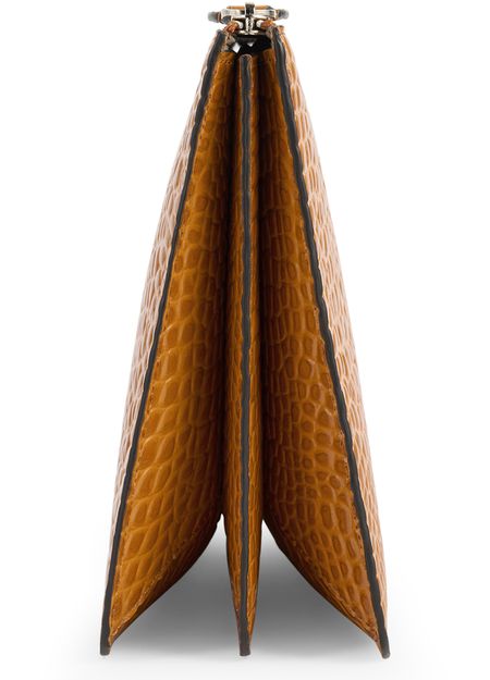 Toteme Threefold croco-embossed clutch in Tangerine — view 3