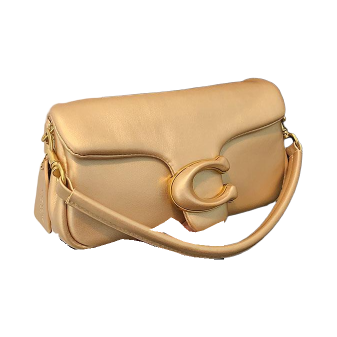 Coach Flap Shoulder Bag with C Clasp – Gold Beige