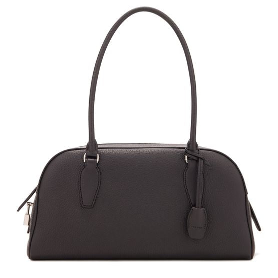 The Row E/W India Leather Shoulder Bag — Walnut Shadow ANS