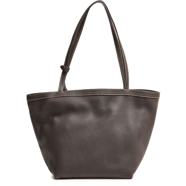 The Row Park Tote Three Stitch Bag — Dark Brown/Ecru ANS