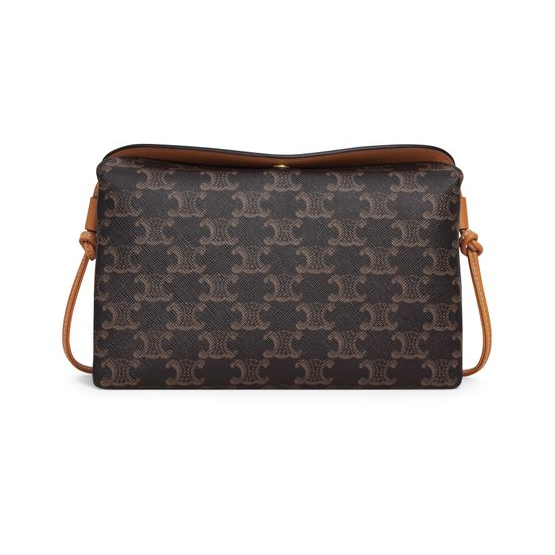Celine Trio flap in Triomphe canvas and lambskin — Miel