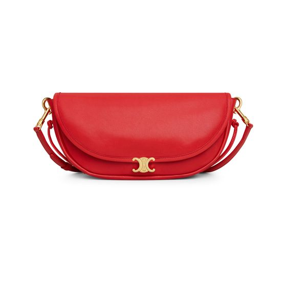 Celine Little halfmoon soft triomphe in supple shiny lambskin — Ultra Red