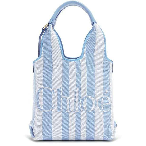 Chloé Stripy Mini Tote Bag — Surfing Blue