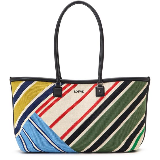 Loewe Verano tote bag in embroidered canvas — Ecru/Multicolor