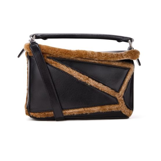 Loewe Small Puzzle Aviator bag — Black/Brown