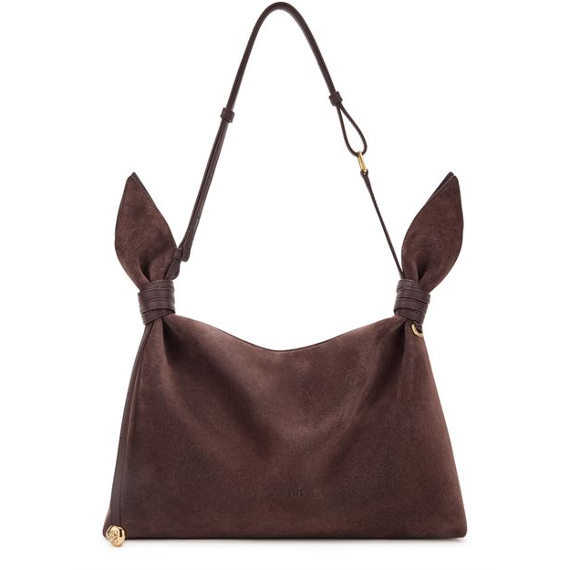Loewe Medium suede Scarf bag — Dark Chestnut