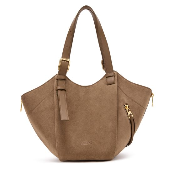 Loewe Medium suede Hammock Flip bag — Brownish Green