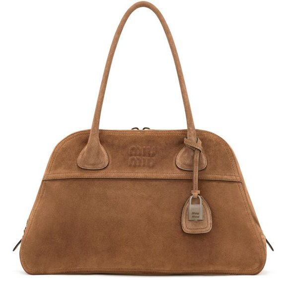 Miu Miu Vivant suede leather medium bag — Cacao