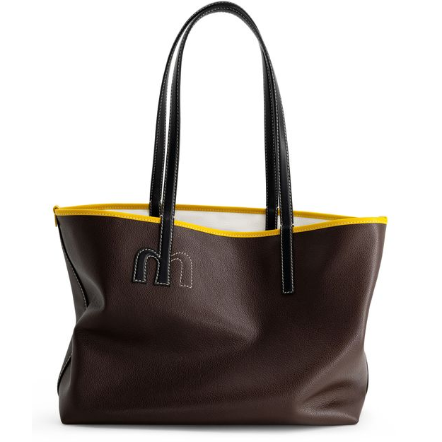 Mlouye M reversible tote bag — Espresso&White