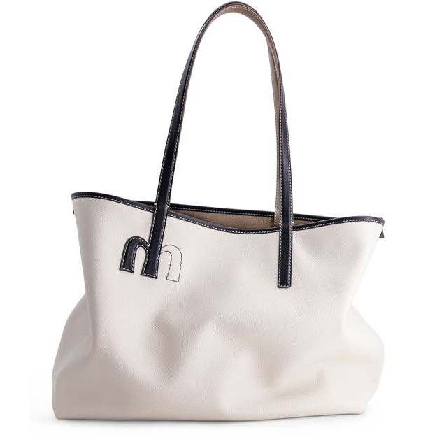 Mlouye M reversible tote bag — Off White&Etoupe
