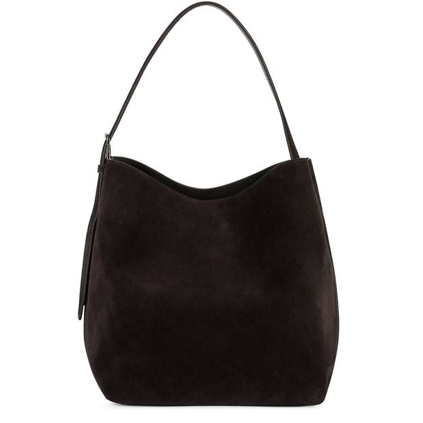 Toteme Medium Belted suede tote bag — Espresso