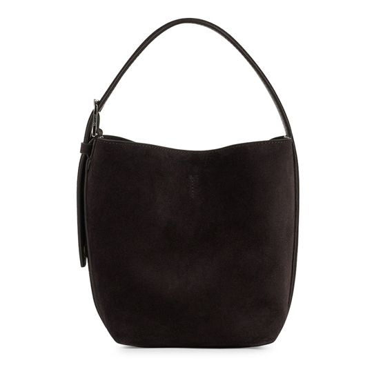 Toteme Small Belted suede tote bag — Espresso